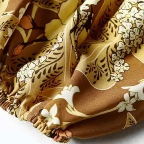 Long Sleeve Boho Floral Gypsy Print Dress Yellow - Picture 9 of 10